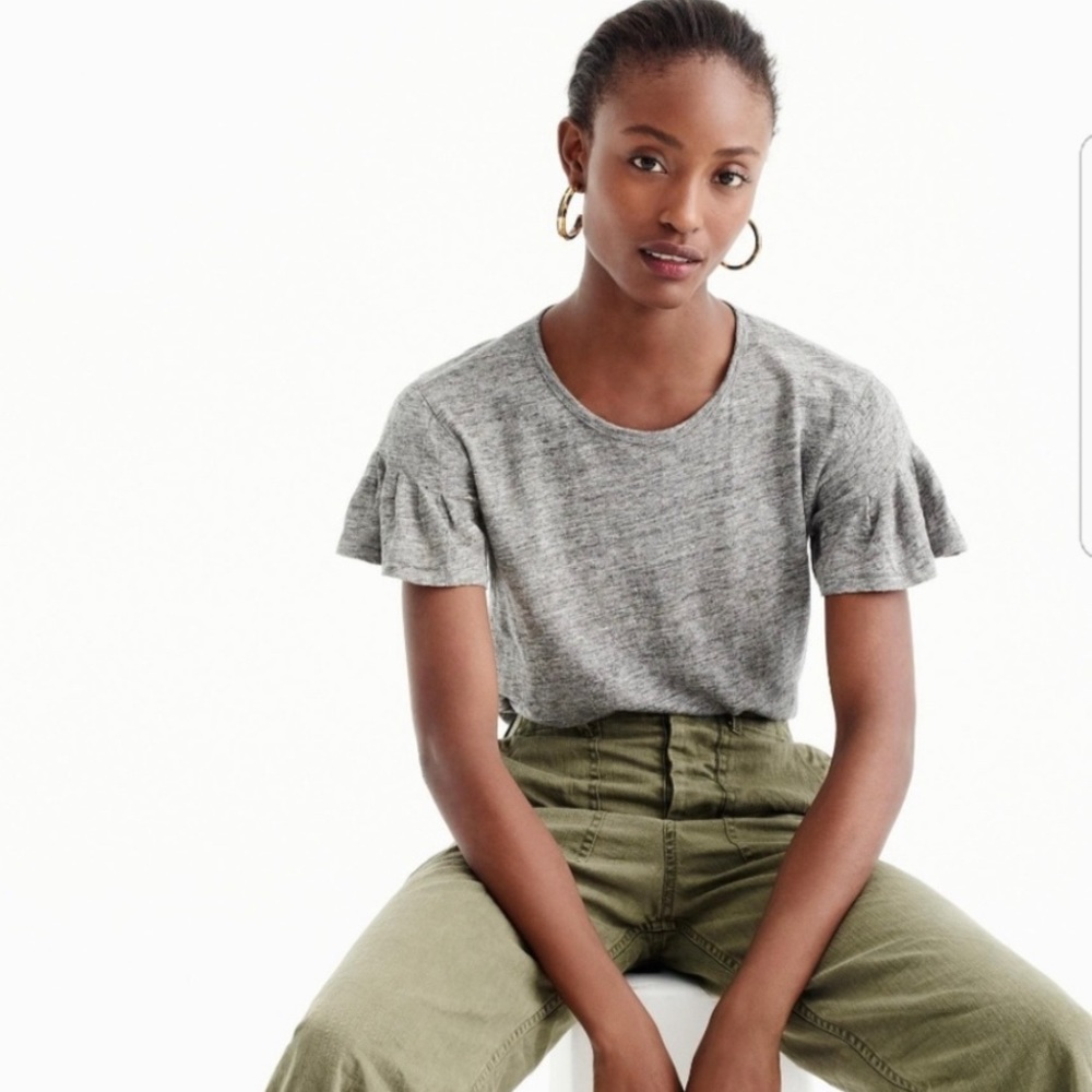 Jcrew Linen Flutter Sleeve Tee!! - image 1